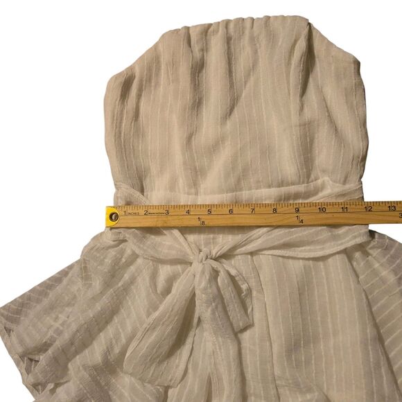 Y2K Selfie Leslie White Romper Size S Fairy Isle Festival Shorts 90's VTG - Picture 8 of 9